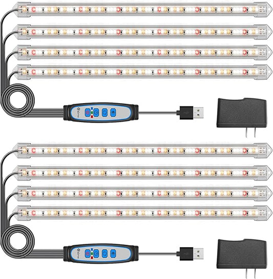 Kullsinss Plant Grow Light Strips, 240 LEDs Grow Lights for Indoor Plants Full Spectrum with Upgrade Timer 6/12/16 Hrs, 3 Spectrum Modes, Sunlike Grow Lamp for Seedlings Hydroponics Succulent, 2 Pack