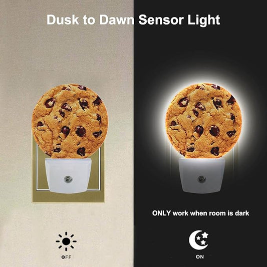 EKOBLA Cookie Plug-in Night Light, Chocolate Chip Cookie LED Nightlight for Kids, 0.5W Sleep Friendly for Stairway & Bedroom