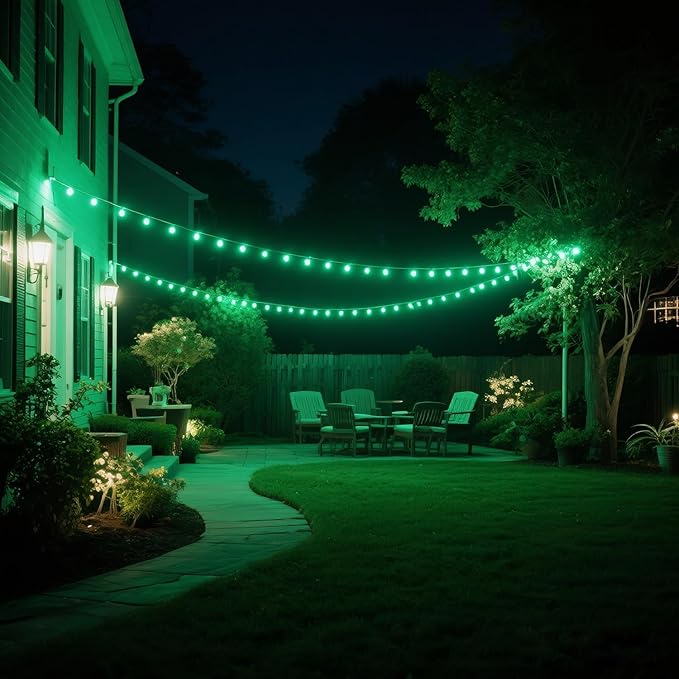 15 Pack S14 LED String Light Bulbs, Shatterproof 2 Watt Green Replacement Bulbs for Outdoor String Light, Waterproof Decorative E26 Base Green Filament Edison Christmas Light Bulbs