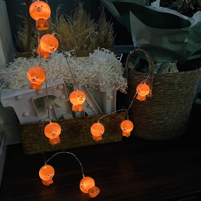 1.65M Cute Animal Dog Shape 10 Led Painted Dog Fairy Lights Lucky Puppy String Lights USB Powered for Halloween Christmas Thanksgiving Home Party Children Kids Bedroom Decoration (Lucky Puppy)