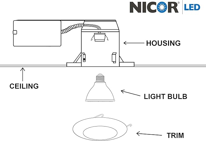 NICOR Lighting 6 inch Oil-Rubbed Bronze Recessed Shower Trim with Albalite Lens (17505OB)