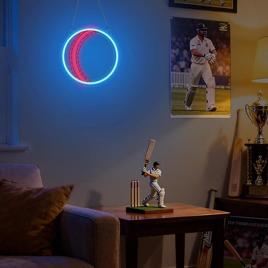 OkiyiD Cricket Ball Neon Sign – Sport Shaped LED Light for Game Room Man Cave Bar Decor, Cricket Gifts for Boys Men Dad Husband, USB Powered Dimmable Wall Decor Accessories