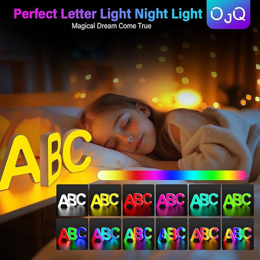 OJQ Light Up Letters LED Letter - Marquee Letters Music Sync Color Change Colorful - Christmas Birthday Gifts for Girl - Pink Birthday Decorations Girls Room Decor Pink Wall Decor