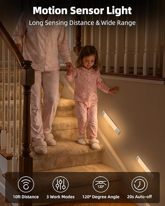 EZVALO 6-Pack Under Cabinet Lighting, Wireless Closet Lights, 50 LED Rechargeable Motion Sensor Light, Dimmable, 3 Color Temperatures, 11.8 inch Counter Lights for Kitchen, Pantry, Bedroom, Wardrobe