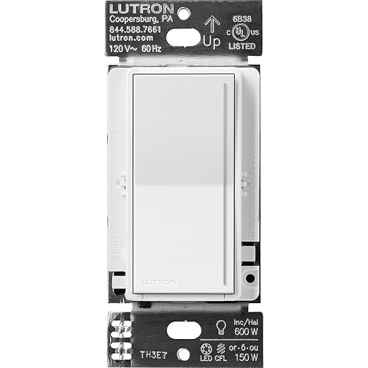 Lutron Sunnata Touch Dimmer Switch with Sunnata Accessory Switch with Wallplates, for 3 Way Applications, 150W LED, White