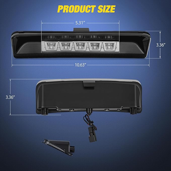 Nilight Third Brake Light Tail High Mount 3rd Stop Lights Smoked Lens Compatible with Ford Explorer U502 2011 2012 2013 2014 2015 Van SUV Rear Center Cab Lamp