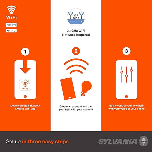 SYLVANIA Wifi LED Smart Light Bulb, 60W Equivalent Dimmable Soft White A19, Compatible with Alexa and Google Home Only - 4 Pack (75672)