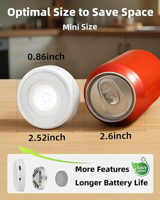 EZVALO LED Puck Lights with Charging Station, Rechargeable Stick On Tap Lights, Wireless Closet Light, 3 Color Temps, Under Cabinet Lights, 2.5'' Mini Touch Light for Kitchen,Pantry,Shelves(6 Pack)