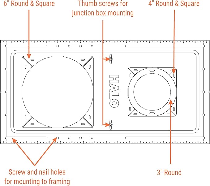 HALO New Construction Rough-in Mounting Smash Plate for 3/4/6 Inch Canless LED Lights, Made of Galvanized Steel, 12-Pack - SP346RS-12PK
