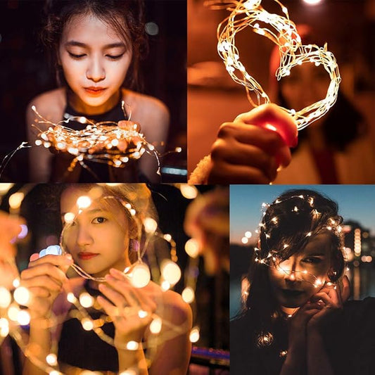 CYLAPEX 12 Pack Fairy Lights Battery Operated 7ft 20 LED Mini String Lights Silver Wire Firefly Starry Moon Lights for Wedding Mason Jars Party Christmas Centerpiece Table Decorations, Warm White