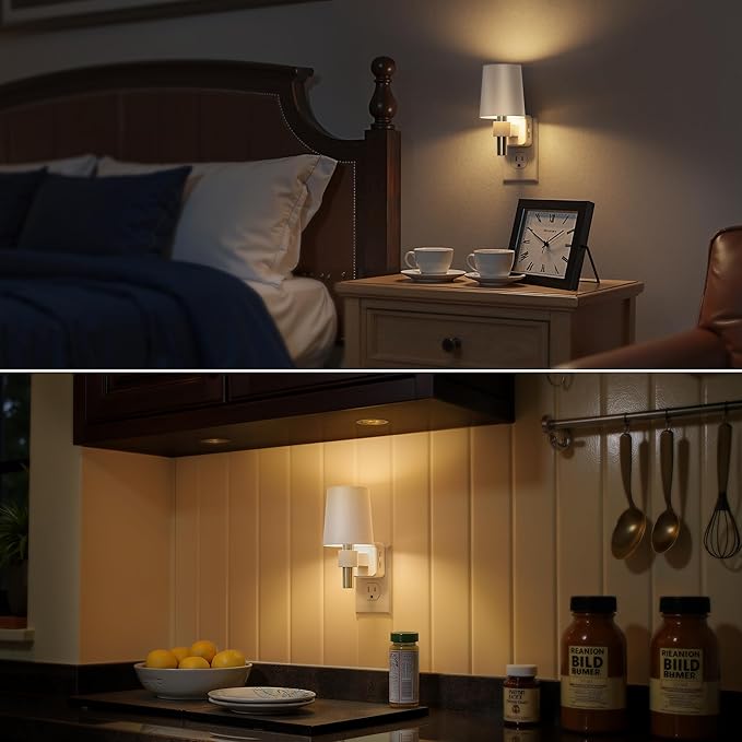 Briignite Night Light, Dimmable Night Lights Plug into Wall, Dusk to Dawn Sensor, Soft White 3000K, 0-100LM, Plug in NightLight, Vintage Night Light Compact for Hallway Bedroom Stairway