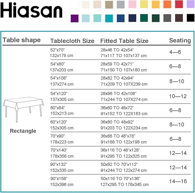 Hiasan Light Gray Rectangle Tablecloth - Waterproof Spillproof and Wrinkle Resistant Washable Polyester Table Cloth for Dining Party, 70 x 90 inch