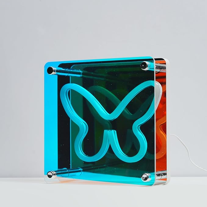 Light Up Your World! Wireless Express Neon Art Signs (5 Unique Styles) - Desktop & Wall Décor. Perfect for Bedrooms, Dorm Rooms, Office (Butterfly 3D)