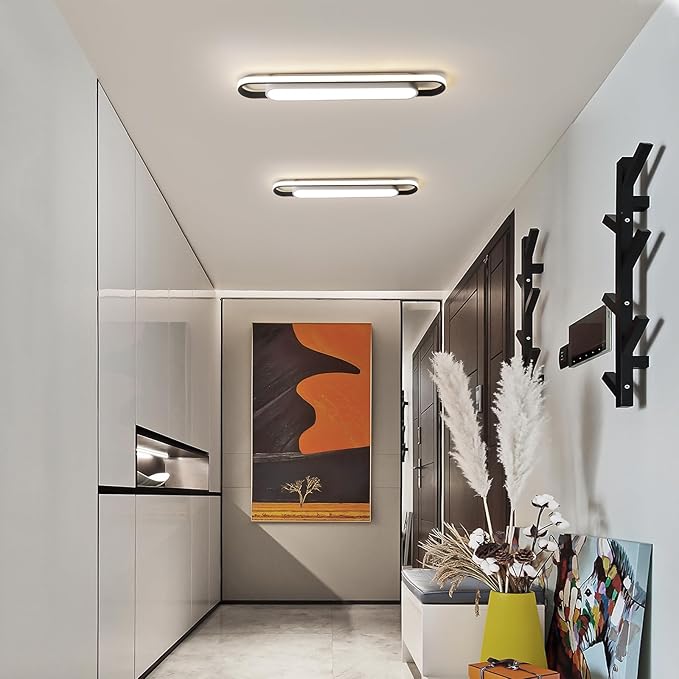 Dimmable LED Ceiling Light Modern Linear LED Ceiling Lamp 36.2" Smart Semi Flush Mount Wraparound Shape Lighting Fixture with Remote Control for Kitchen Dining Room & Laundry (50W)