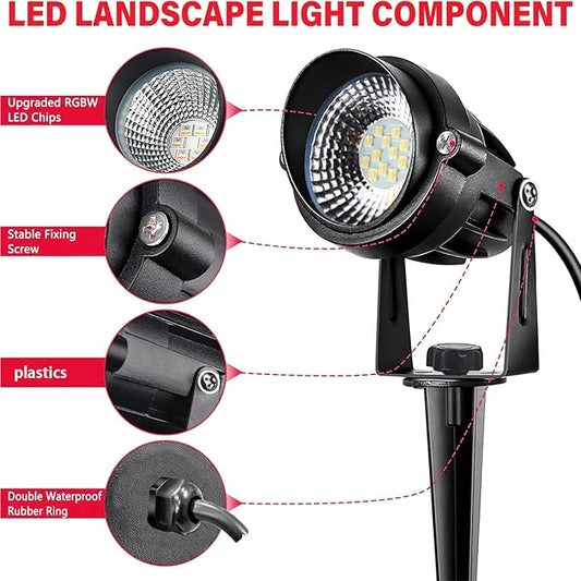 LED Landscape Lights Spot Lights Outdoor for Yard Garden Decor Spotligh with Remote, N~CCT 2700k~6000K IP68 Waterproof Landscape Lights for Yard,Patio,Lawn, Wall, Flood,Driveway (10, Low Voltage)