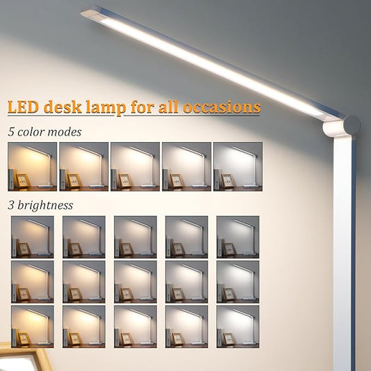 LED Desk Lamp with USB Ports,Touch Desk Lamps for Home Office with 5 Color Modes,3 Brightness Desk Light with Small Night Light,Reading Lamp Table Lamp for Bedroom Bedside Study Blue (with adapter)