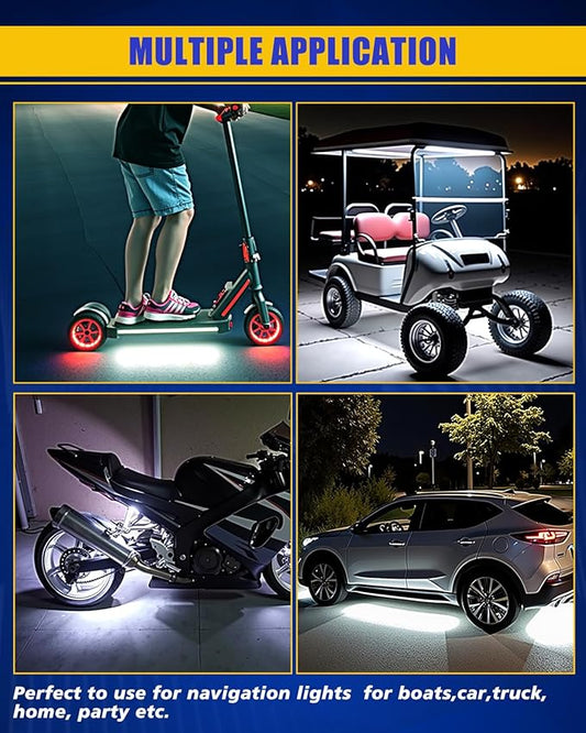 Car LED Strip Light,Motorcycle led Light Strip 30CM 15 SMD IP67 Waterproof Auto Interior Lights,for Home Decoration Car Motorcycles Boat Golf Cart Truck with 3M Tape(6PCS)