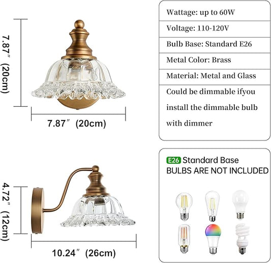 XIEDUN Vintage Wall Sconces Brass Wall Sconces 1 Light Wall Lights for Living Room