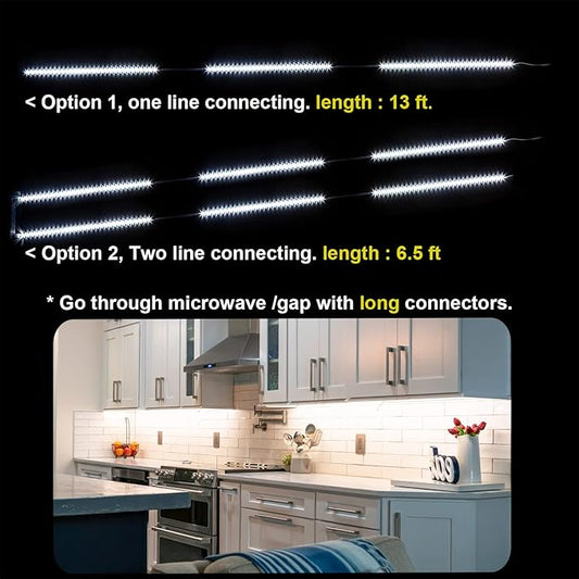WOBANE Under Cabinet Lights, Kitchen LED Lighting Kit, 8 PCS 20inch LED Strip Light Bars with 24W Plug, RF Remote, Dimmable for Under Counter, Cupboard, Shelf, Showcase, Desk 6500K White,1900LM,13ft