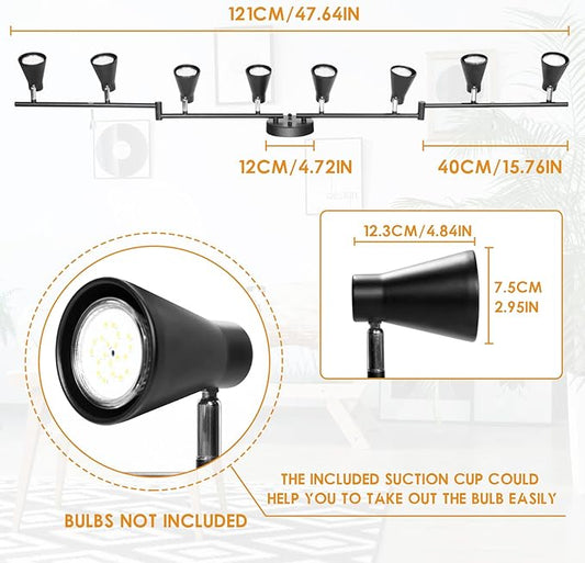 LABOREDUCER Flexible Track Lighting Fixture, Foldable Ceiling Spot Light with Adjustable 8 Light Heads, GU10 Track Light Kit for Kitchen Bedroom Living Room Matte Black (Bulbs Not Included)
