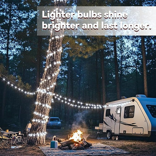 2 Pack Solar String Lights Outdoor, Total 100 LED Each 20Ft with 8 Lighting Modes for Yard, Fence,Balcony, Party,Christmas Tree Decorations (Cold White Light)