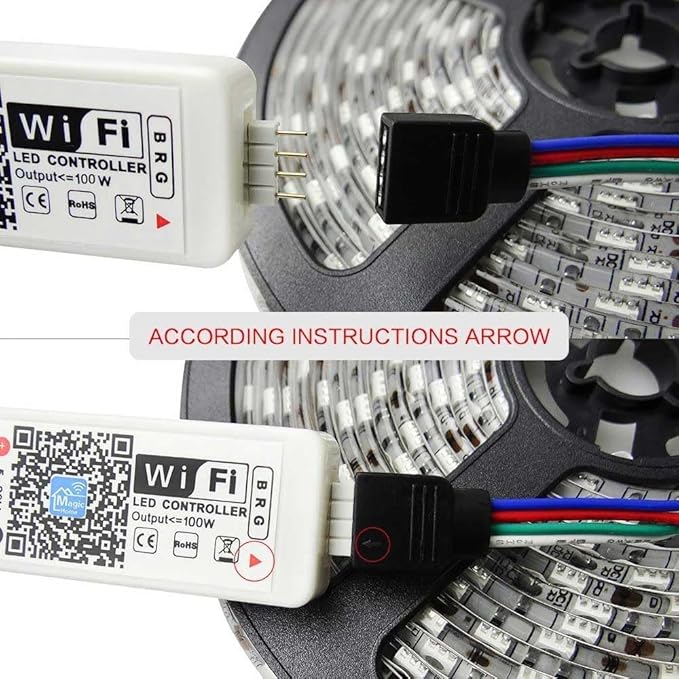 Smart LED WiFi Controller, Updated Wireless 24 Keys RF Remote Control for GRB BGR RGB LED Strip Lights, Compatible with Alexa Google Assistant IFTTT with Free Magic Home App (2 Pack)