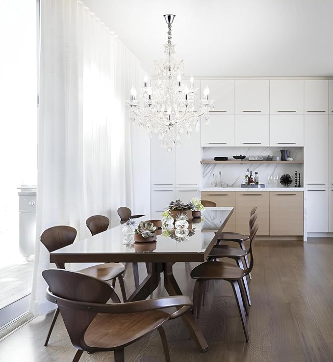 Luxurious Crystal Chandeliers Lighting for Living Room, 13-Light Modern Transparent K9 Crystal Chandeier Light Fixtures for Kitchen Island, Dinning Room, Entryway Foyer (13 Lights 2-Tier)