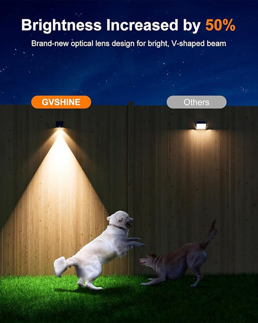16 Pack Bright Sun Power Fence Lights Outdoor Waterproof with Cool White LED Spot, for Exterior Door, Deck, Step, Yard, Railing, Porch, Pool Cage, Modern Designed for Enhanced Security, Easy Mounting