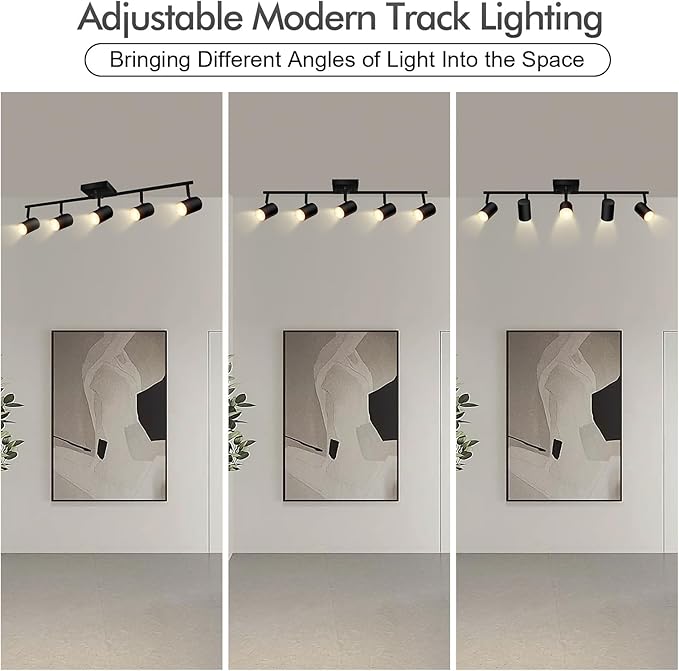 AUQUEE 5 Light Track Lighting Fixtures Ceiling, Matte Black Kichen Track Lighting, Rotatable Light Heads, Adjustable Modern LED Track Lights for Kitchen/Living Room/Hallway/Bar,GU10 Bulb Not Included