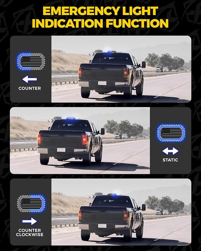 Xprite Blue Rooftop Emergency Strobe Light Bar, US Flag Beacon Safety Flashing Police Lights w/Control Panel Magnetic Base for Police Law Enforcement POV Vehicles Trucks