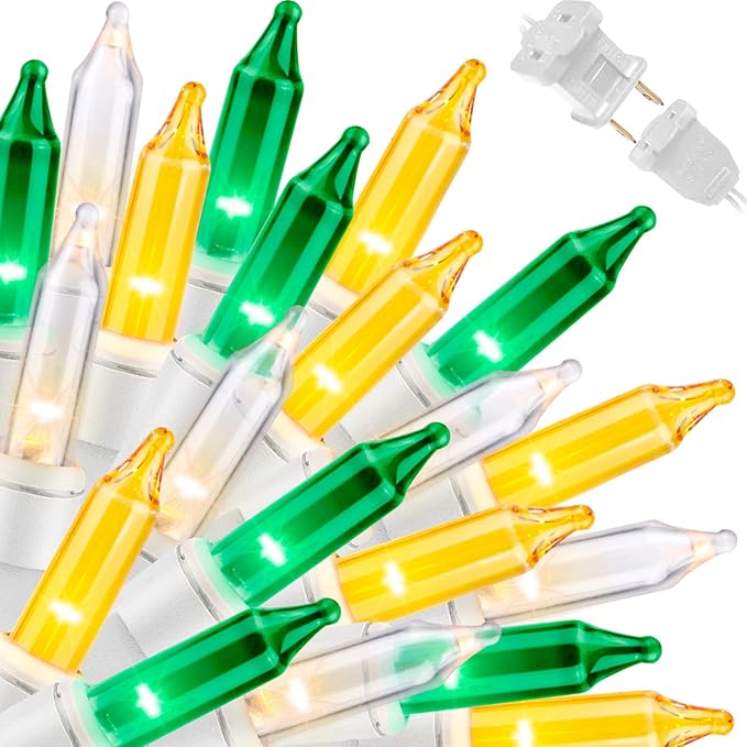 LAMPHOME Green Yellow Clear String Lights, 100 Lights 20ft Mini String Lights, Indoor Outdoor Christmas Lights for Thanksgiving Halloween Easter Party Garden Bedroom Wedding Tree Patio Garland Decor