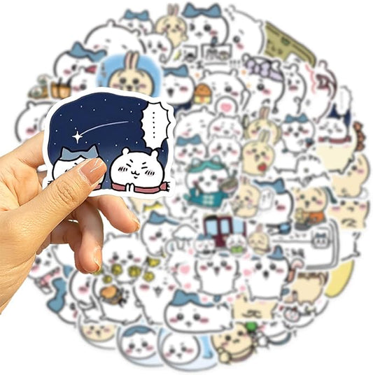 60pcs Japanese Cartoon Chiikawa Stickers for Kids, Funny Vinyl Waterproof Stickers for Water Bottle Phone Journal Guitar Skateboard Gifts for Teens Adults