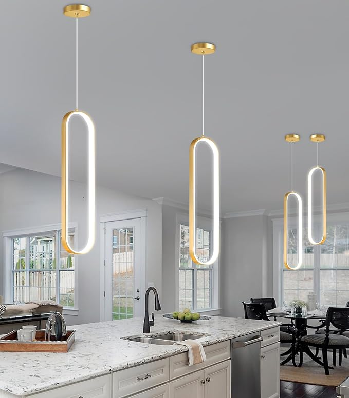 Ring Chandelier Modern LED Dimmable Pendant Lighting Adjust Ceiling Light for Kitchen Island Foyer Lobby Living Room Staircaes Gold