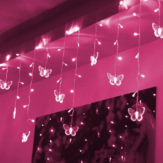 Butterfly Curtain Lights, 4.9ft 48 LED USB Window Fairy Lights 10 Butterflies 8 Modes Firefly Twinkle Timer String Lights with Remote for Room Bedroom Wall Ceiling Party Wedding Christmas