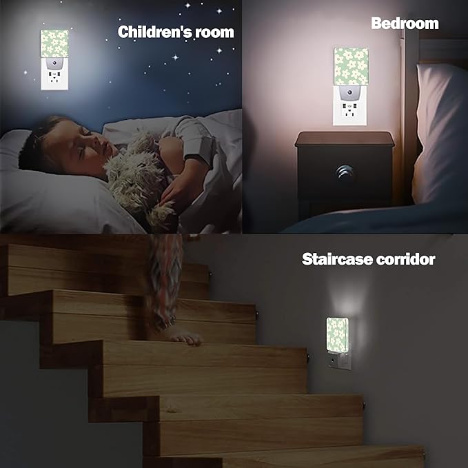 Groovy Flowers Night Light, Dusk to Dawn Smart Sensor Nightlight for Bedroom Bathroom Kitchen Hallway Stairs Hallway, Plug-in, Energy Efficient Decor Desk Lamp Gifts