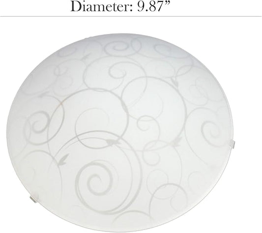 Simple Designs FM3000-WHT Round Flushmount Flush Ceiling Light with Scroll Swirl Design, White (Pack of 2)