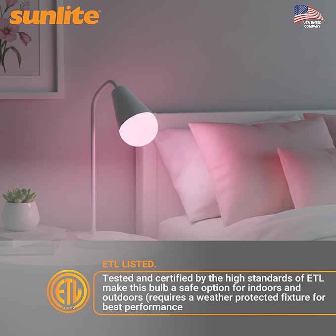 Sunlite 80168 LED A19 Colored Light Bulb, 3 Watts (25w Equivalent), E26 Medium Base, Non-Dimmable, UL Listed, Party Decoration, Holiday Lighting, 1 Count, Pink