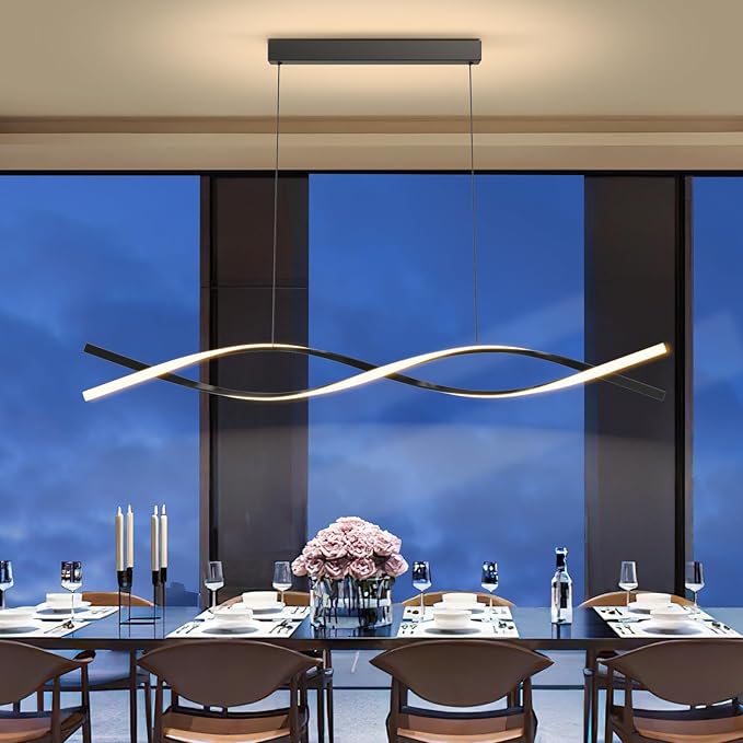 Modern LED Pendant Lights, 39in Chandelier Dimmable with Remote Control 3000k-6000K Adjustable Color Temperature, Aluminum Island Lighting Lamp Fixture for Kitchen, Dining Room, Billiard Room