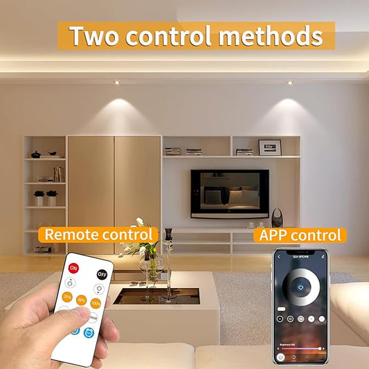 50 FT COB LED Strip Lights Warm White Dimmable DC 24V 3000K Flexible LED Tape Light for Bedroom, with Remote and app Control LED Tape Lights,for DIY Home Decoration