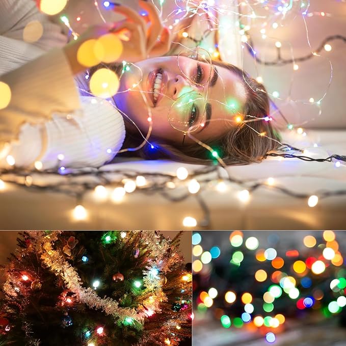 CYLAPEX 12 Pack Fairy Lights Battery Operated 7ft 20 LED Mini String Lights Silver Wire Firefly Starry Moon Lights for Christmas Mason Jars Party Wedding Centerpiece Table Decorations, Multicolor