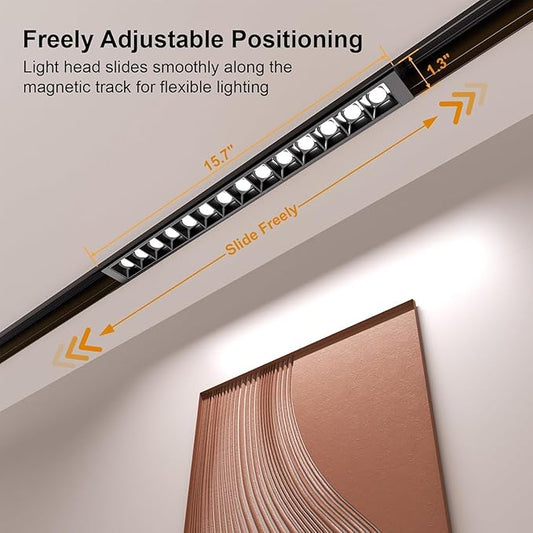 2 Pack Grille Spotlight Magnetic Track Head, 24V 15W Dimmable LED Lamp for Track Lighting with APP & Remote Control, Adjustable Brightness & CCT 3000K-6000K, LED Ceiling Lighting