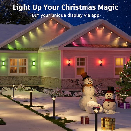 XMCOSY+ Smart Outdoor String Lights - 64ft RGBCWIC Patio Lights with 24 Color Changing Bulbs, LED String Light for Outside Backyard Bistro Party, APP WiFi Control, Work with Alexa, IP65 Waterproof