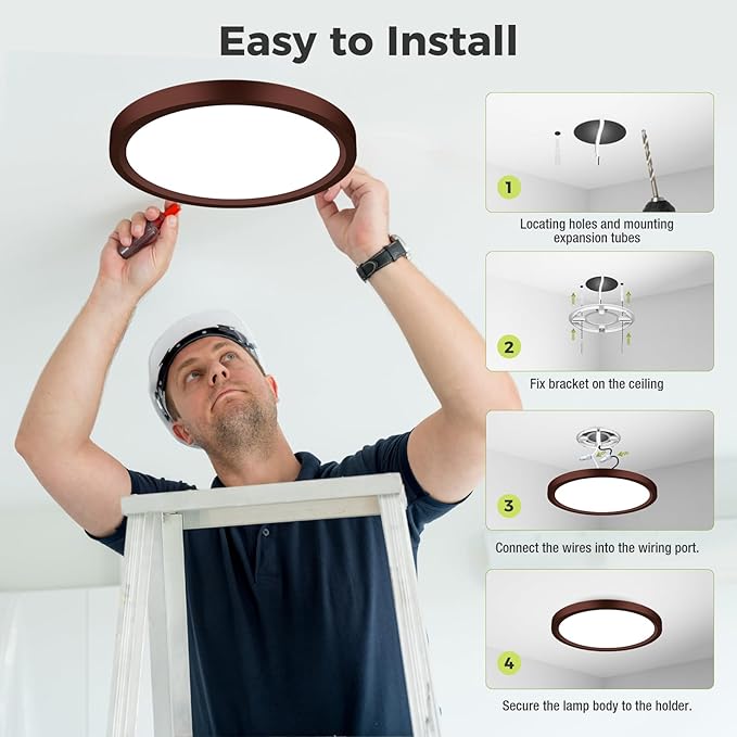 2Pack LED Flush Mount Ceiling Light Fixture Oil Rubbed Bronze, 12Inch 24W, Dimmable&3000K-6500K Adjustable Low Profile Ceiling Lights, 3200LM Modern Lamp for Kitchen, Bedroom, Porch, Hallway