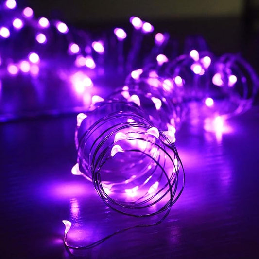 6 Pack Fairy Lights Battery Operated No Remote LED Starry String Lights 30 Micro Starry LEDs on 10ft Copper Wire Light for DIY Wedding Centerpiece Table Decorations (Purple)