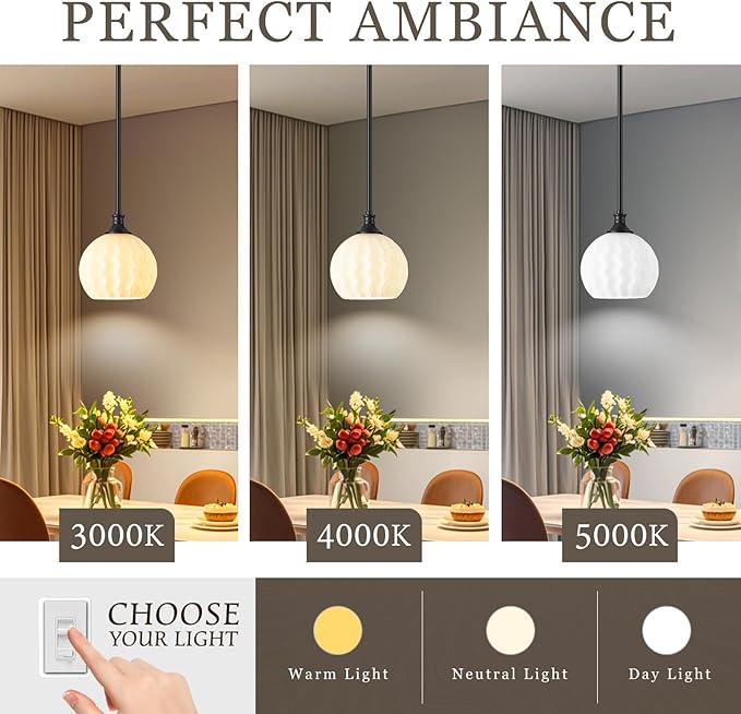 Black Pendant Lights Kitchen Island 2 Pack, 7.3" Modern Pendant Light Fixtures with Frosted Milk Glass, Adjustable Height Hanging Lighting for Kitchen Sink Bathroom, E26 Base