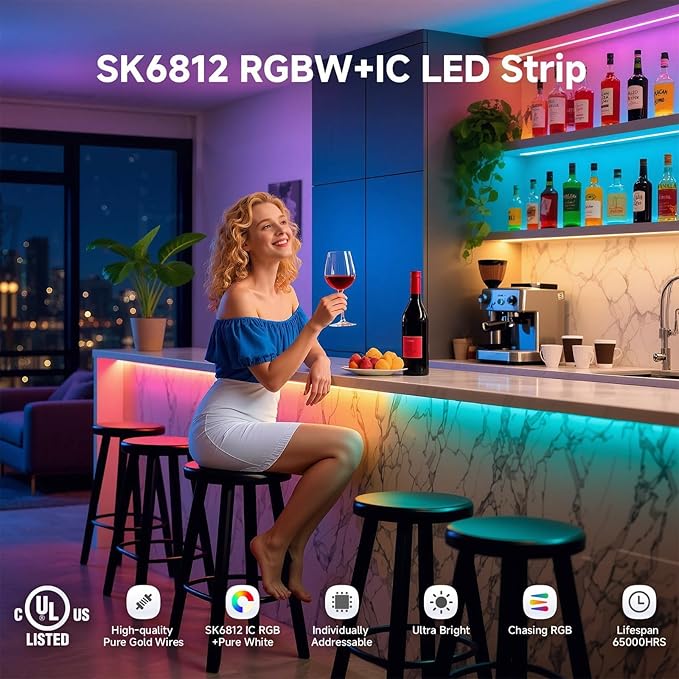 BTF-LIGHTING RGBW RGB+Cool White SK6812 (Similar WS2812B) 4 Colors in 1 LED Strip Individually Addressable 16.4ft 60Pixel/m 300LED Light Dream Color IP65 DC5V Black PCB (No Adapter or Controller)