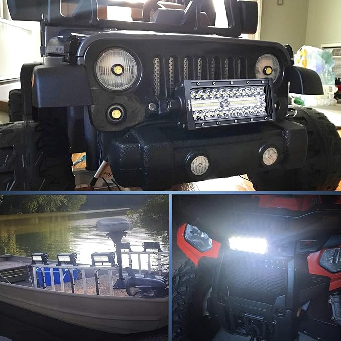 Nilight LED Light Bar 9.5 Inch Triple Row Spot Flood Combo 64LEDs Lights Fog Driving Work Backup Bumper Lighting for Off-Road Truck SUV ATV UTV