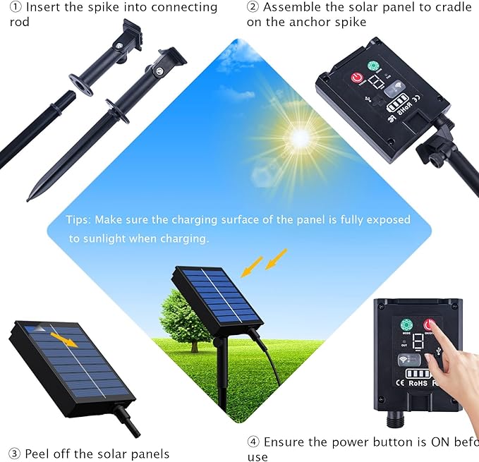 20ft Solar LED Strip Lights (Four-Color Fixed) - 336 LEDs Auto On/Off, 8 Modes with Remote Timer, Waterproof Self-Adhesive for Outdoor Decor, Patio, Poolside, Camping
