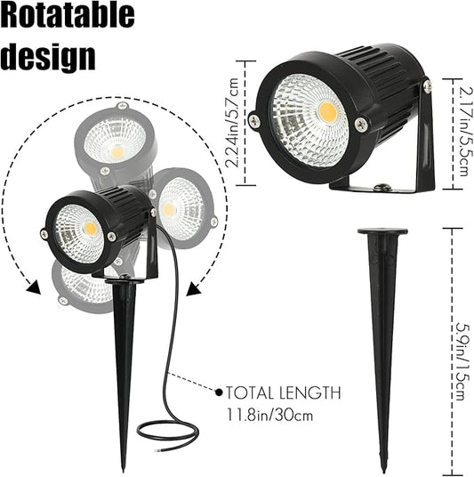 LED Landscape Spotlights Low Voltage 5W 12V 24V Garden Pathway Lights Waterproof IP66 Warm White Walls Trees Flags Outdoor Landscape Lights with Stakes