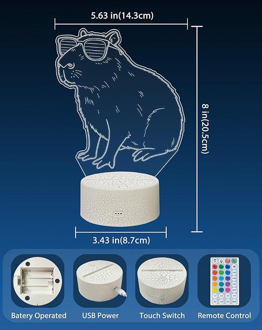 Capybara Night Light - Adorable Gift for Women, Teen Girls, Babies Decorate Kids' Bedroom with Cute Acrylic Capybara Nightlights - for Children and Toddlers
